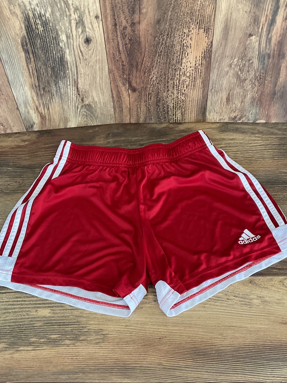 adidas Red Women's Athletic Shorts with White Trim M 318B